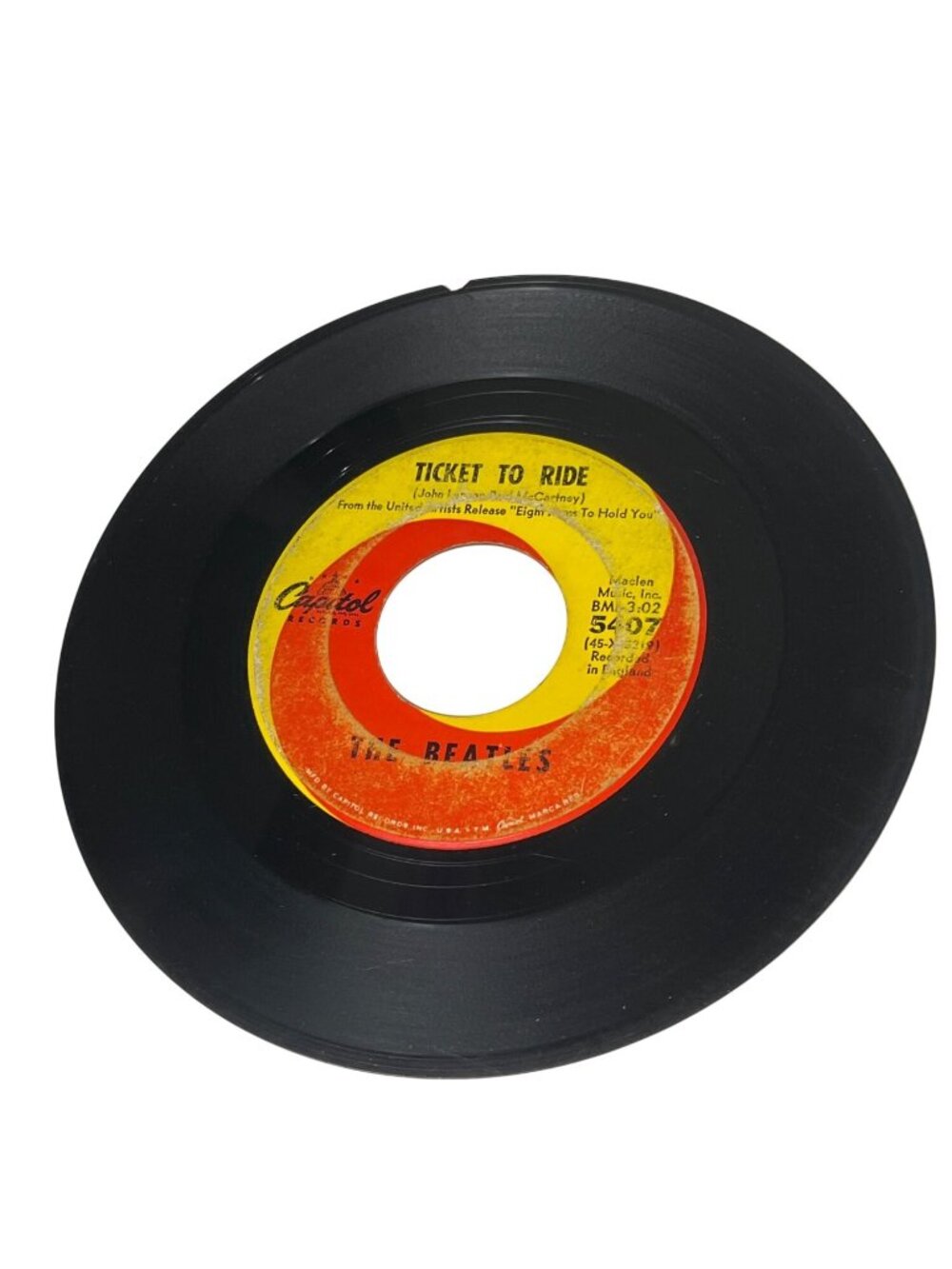 The Beatles 45 RPM Vinyl Record Ticket To Ride / Yes It Is Capitol Records R20